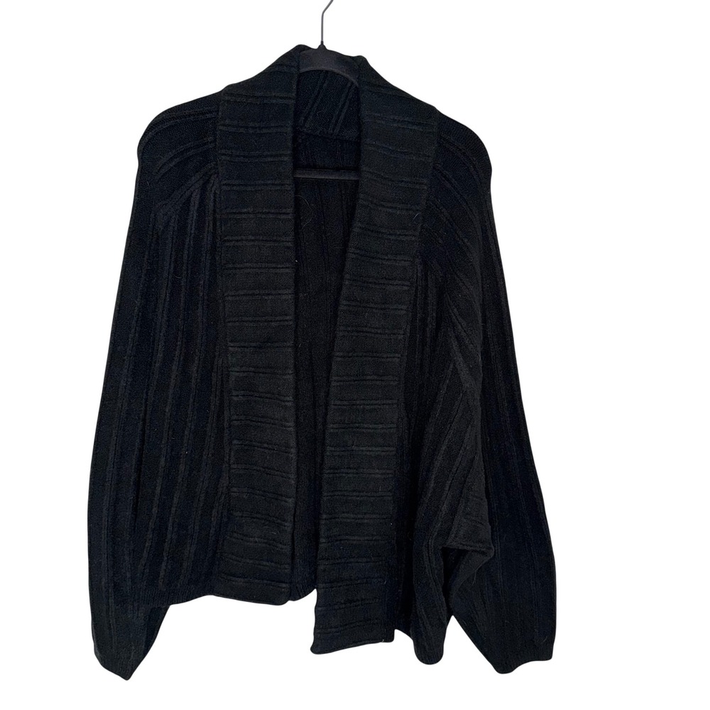 Lululemon Twin Rib Sweater Cardigan Womens 4 Black Excellent Ribbed Knit Shaw
